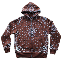 Brown paisley hoodie front g13 streetwear