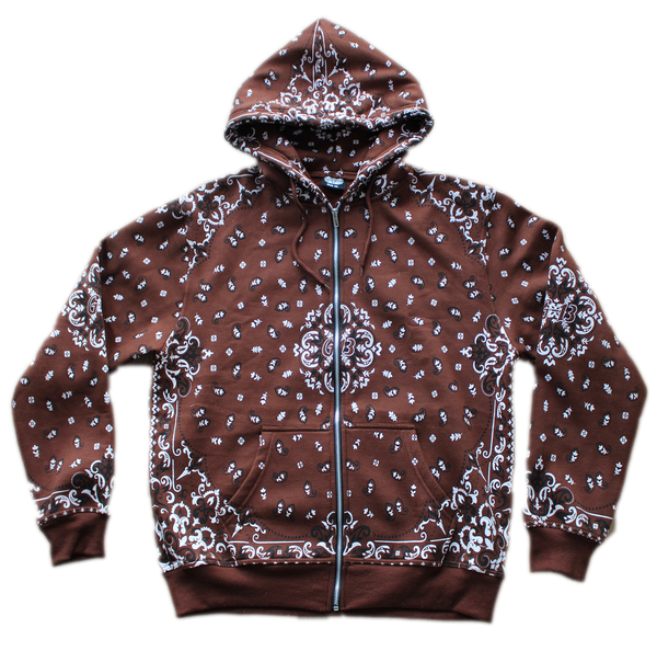 Brown paisley hoodie front g13 streetwear
