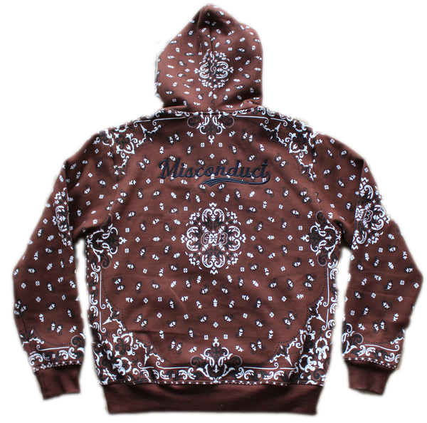 Brown paisley hoodie Back side g13 streetwear